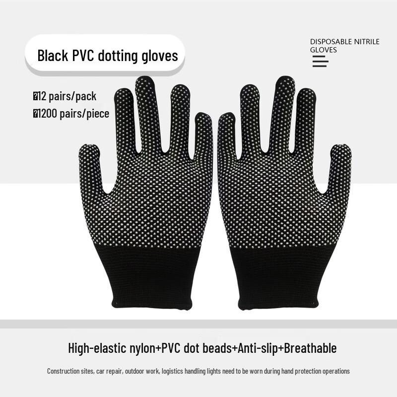 Grey Doctor 13-Gauge Nylon Dotted Work Gloves 12 Pairs