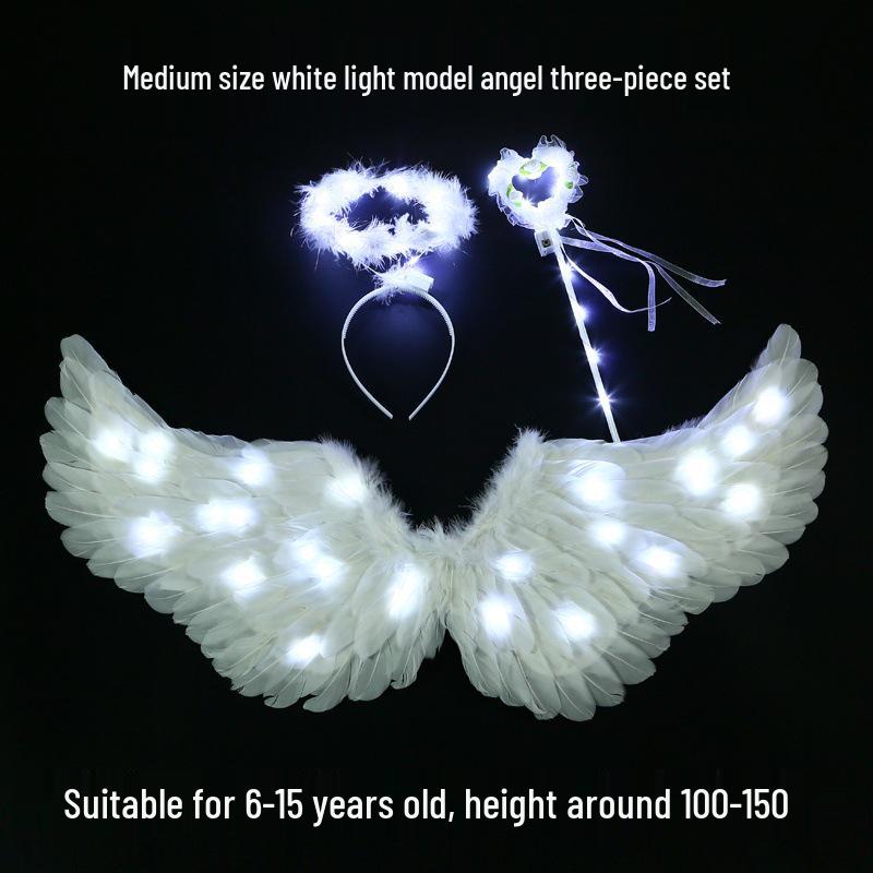 Children's Glowing Angel Feather Wings Costume Prop for Girls & Adults - Fairy, Elf, Cosplay & Photoshoots