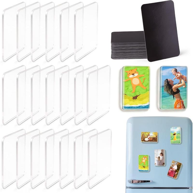Acrylic DIY Refrigerator Magnet Set with Transparent Magnetic Pieces and Adhesive Backing