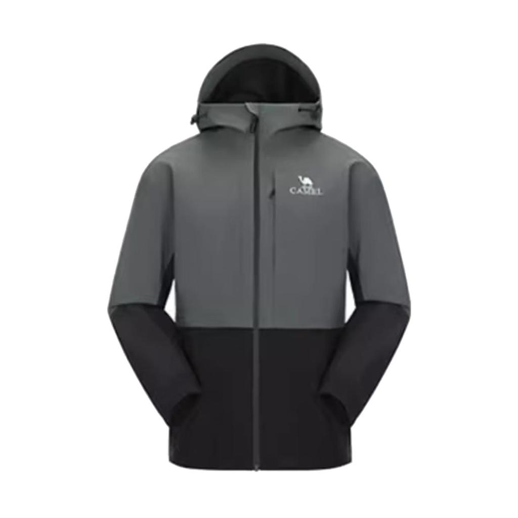 Camel (CAMEL) outdoor single-layer assault jacket for men and women, hard shell rainproof single flush travel jacket