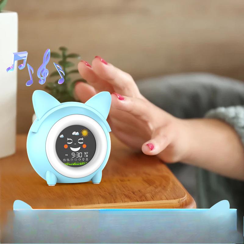 Creative Cartoon Cat Children Sleep Student Bedroom Bedside Electronic Clock with LED Light Wake Up Alarm Clock