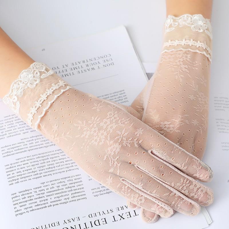 Women's Lace Flower Sun Protection Driving Gloves - Breathable, Lightweight, Touchscreen-Compatible for Outdoor Cycling