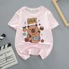 Capybara Summer Childrens Wear Shortsleeved Capybara Cute Childrens Roundneck Pink Trendy Brand Breathable Tshirt