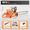 72CC Gas Chainsaw 3.9KW 24 inch 2-Stroke Handheld Cordless Orange Chain Saws for Wood Cut