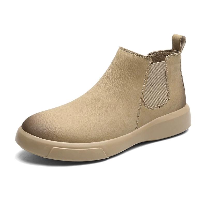 Retro Samt Chelsea Boots für Herren Mode Lässige Herren Knöchelboots Bequem Wasserdicht Outdoor Zum Hineinschlüpfen Lederschuhe für Herren