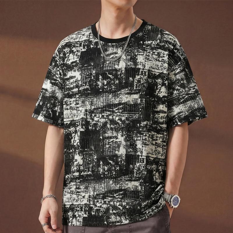 

Men s Plus Size Abstract Print T-Shirt, Short Sleeve Streetwear Tee (5XL-13XL) 5XL(90kg-100kg)