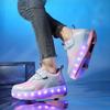 2 Wheel Inline Roller Skates Shoes for Boys and Girls LED Roller Skates for Children's Racing Ice Skating Sneaker with Wheels