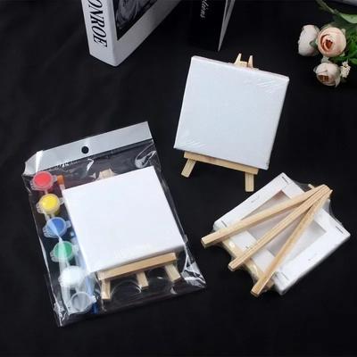 Complete Kids Canvas Painting Kit with Wooden Easel - All-in-One Art Set Includes Pre-Stretched Canvases & Tools