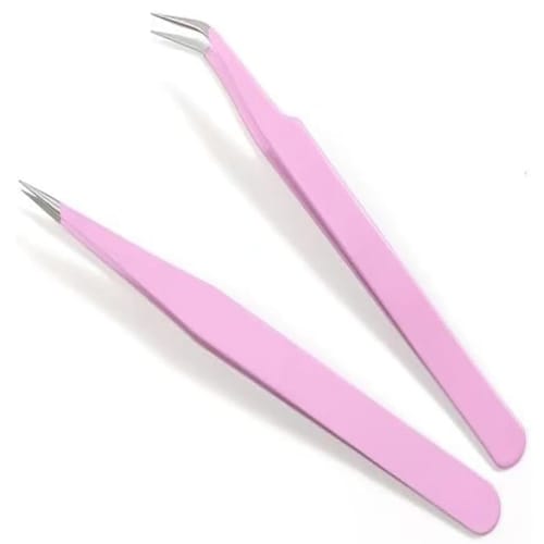 LeTradeJP 2-Piece Set of Precision Tweezers for Thick Materials, Eyelash Extensions, Blackheads, Plastic Models, and More. Perfect for Lower Eyelashes