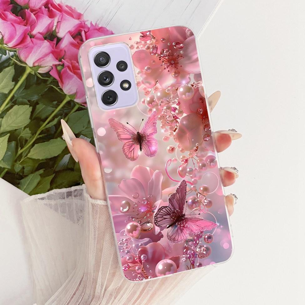 Transparent For Samsung Galaxy A72 4G Case Cute Fashion Flowers Funny Painted Casing For Samsung A72 4G SM-A725M SM-A725F Cover