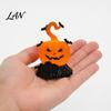 Halloween Bat Decoration LED Candle Light Figurine, Tombstone Glowing Tabletop Ornament, Warm Decorative Pumpkin Decor Prop for Escape Room