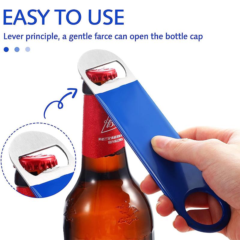 1Piece Bartender Bottle Opener Stainless Steel Beer Bottle Openers Rubber Flat Bottle Opener Heavy Duty Bar Opener YY048