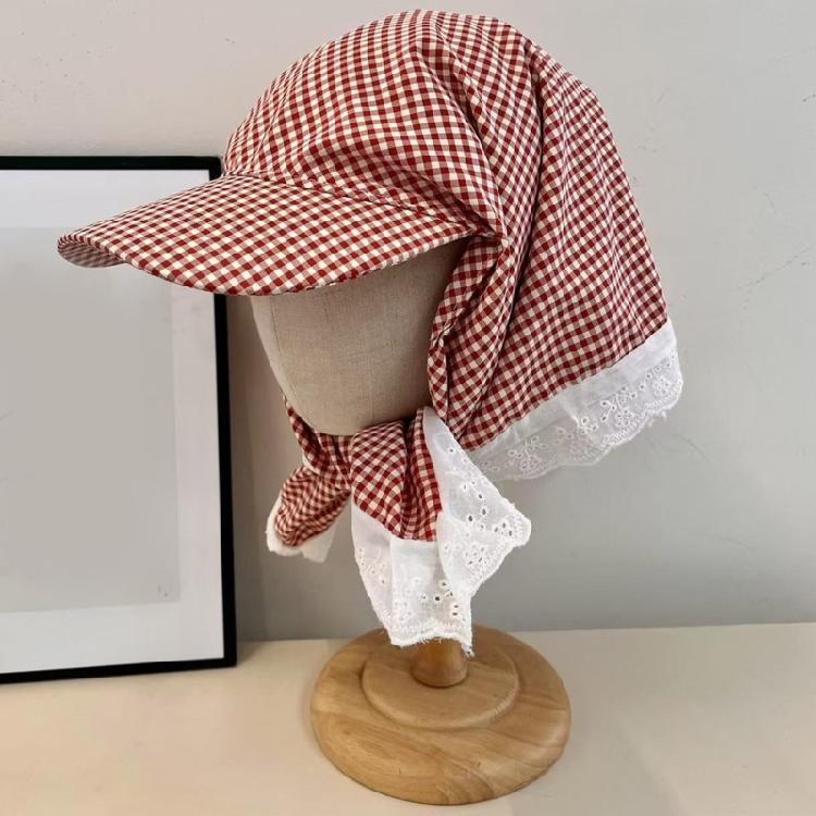Estilos Franceses Gorros con Pañuelo a Cuadros Cómodo y Transpirable Sombrero Protector Solar para Mujeres a la Moda Uso Diario
