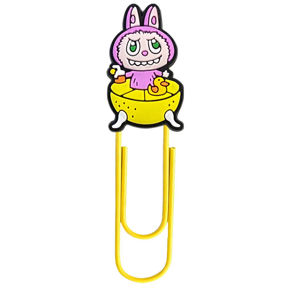 Labubu Cute Large Paperclip and Bookmark - Creative Cartoon PVC U-Shaped Safety Pin