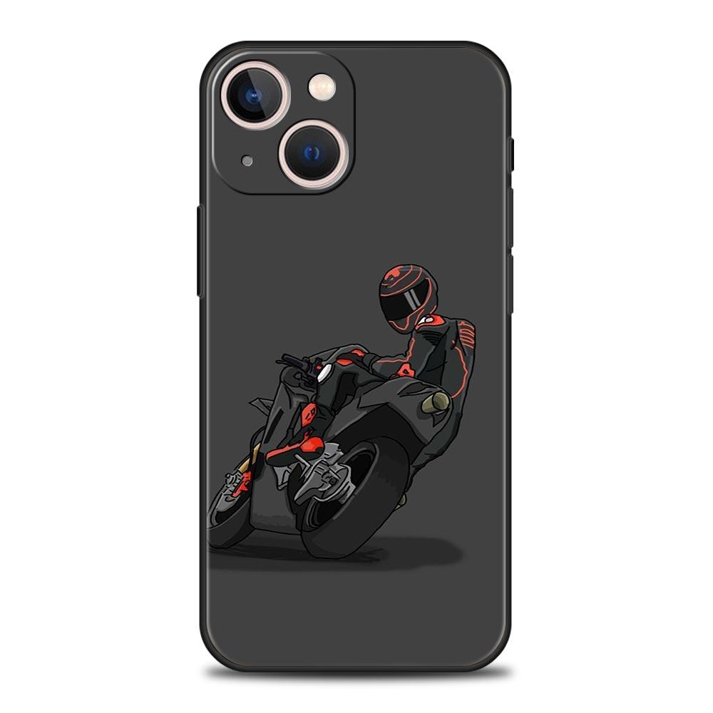 Moto Cross Motorcycle Sports Phone Case For iPhone 17 16 15 Pro Max 11 12 13 14 7 8 Plus SE 2020 X XR XS Cover Soft Black