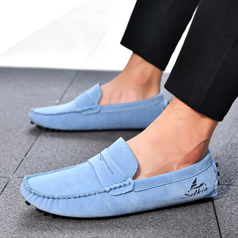 Fashion Leather Handmade Mens Loafers Moccasins Slip on Men's Flats Male Walking Shoes Summer Men Casual Shoes  Fashion Men Dress Shoes