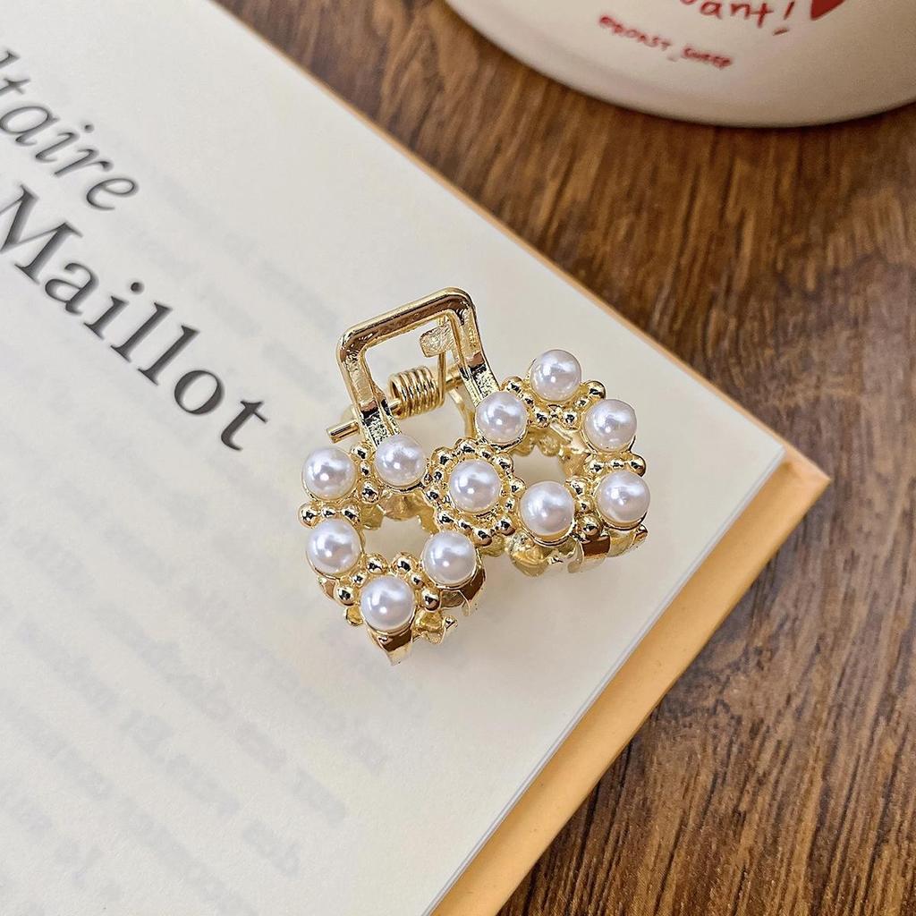 Pearl Rhinaute Small Hair Clip Female Net Celebrity Delicate High Ponytail Clip Korean Advanced Side Broken Hair Clip Headwear