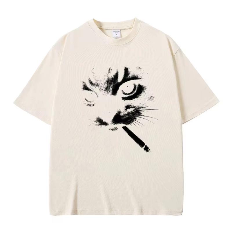 

Funny Meme Smoking Cat Face Graphic Tshirts Unisex Women Casual Cotton Vintage T Shirts Unisexs Oversized Tshirts Cats Lovers S