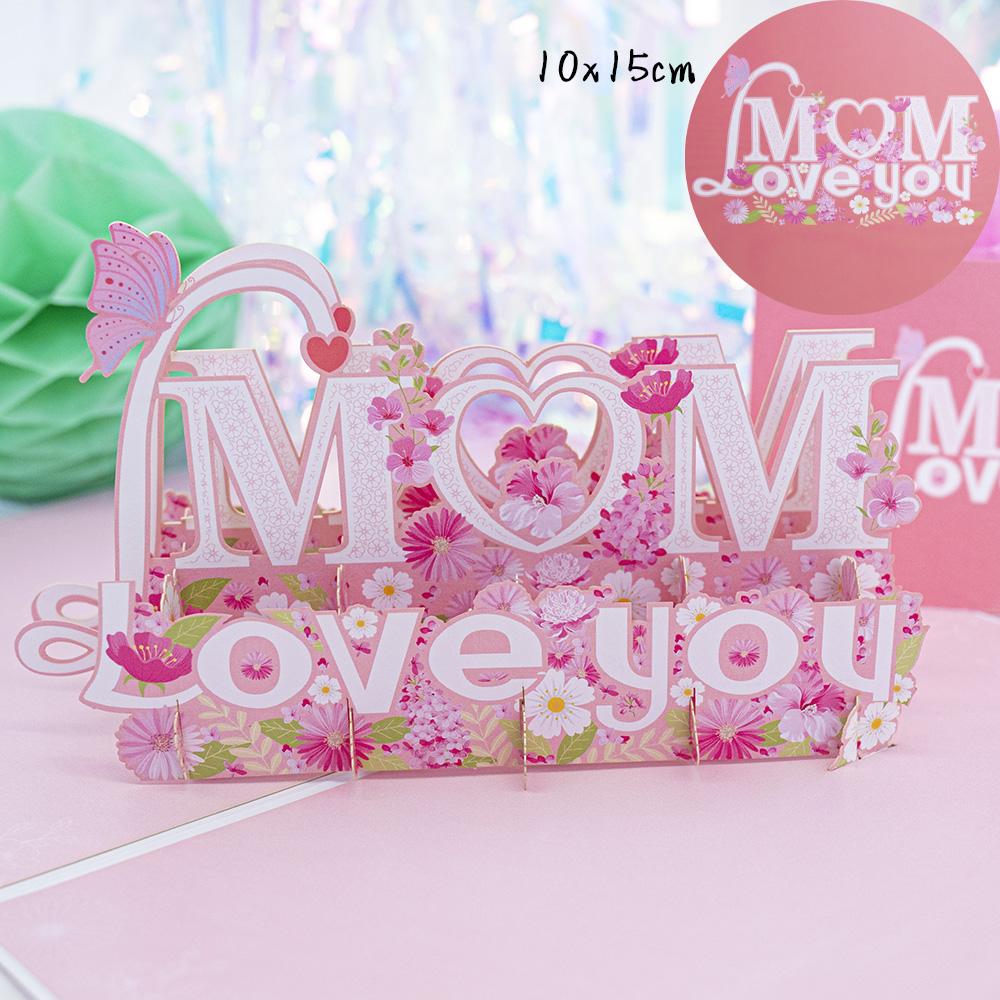 3D Creative Bouquet Gift Card For Mother Father Wife Friends Blessing Card Gift For Mothers Fathers Day Thank You Greeting Cards