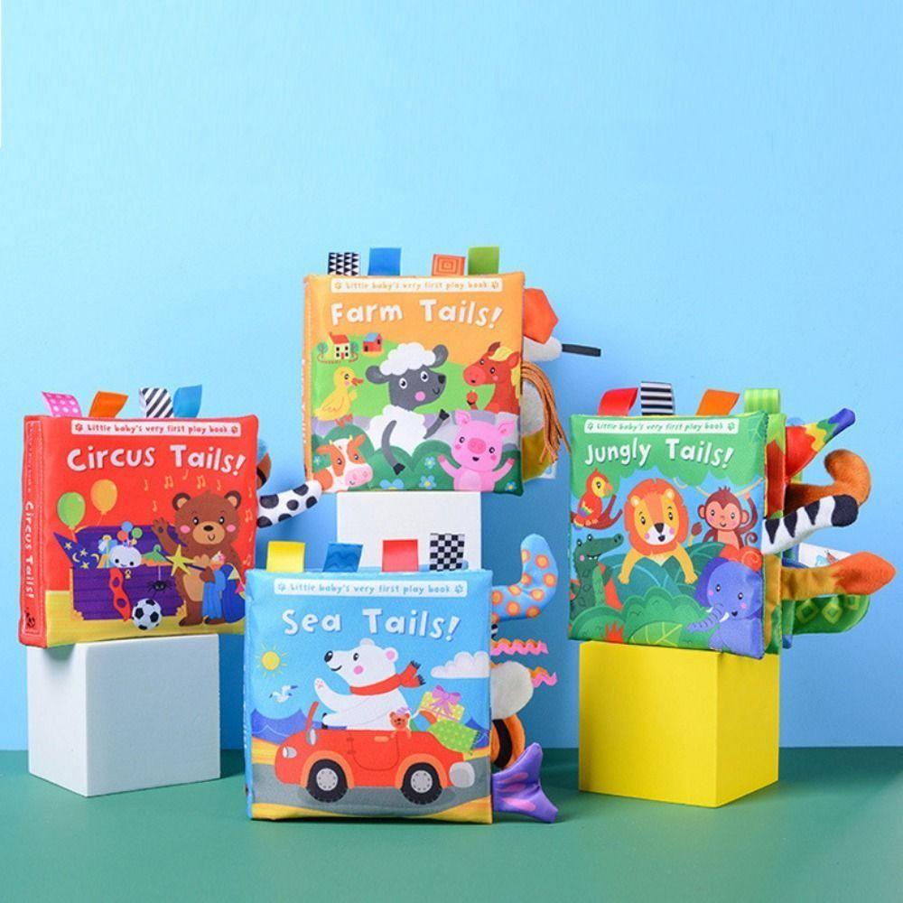 Animals Tail Baby Cloth Book Sound Paper Baby Early Learning Toy Kids Cloth Book Learning Cognize