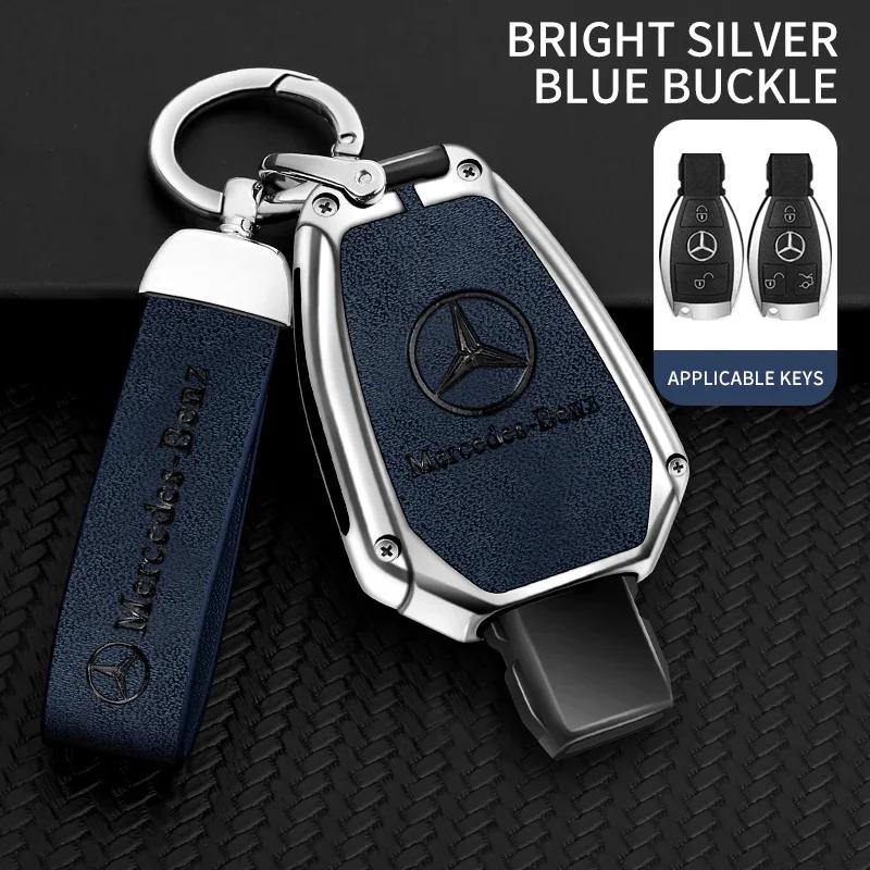 Zinc Alloy Leather 2/3 Buttons Car Remote Key Case Cover For Mercedes Benz A B G R Class GLA GLK W176 W204 W251 W463 Accessories