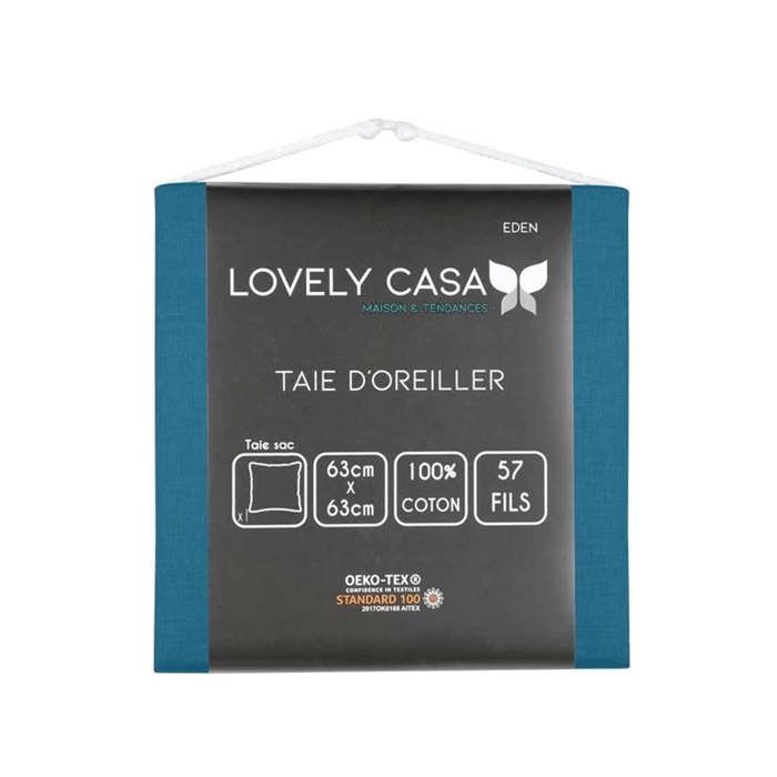 Taie d'oreiller eden 63 x 63 cm - bleu pétrole