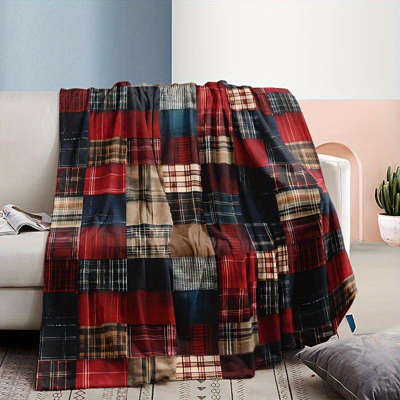Soft & Warm Cozy Vintage Buffalo Plaid Flannel Throw Blanket - Ideal for Couch Bed Office and Travel - Birthday Gift