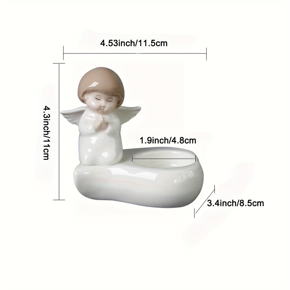 1pc Christmas Tealight Candle Holder, Ceramic Angel Candle Holder for Table Display, Weddingdecorative Candle Sticks Holder (White,4.52 inch)