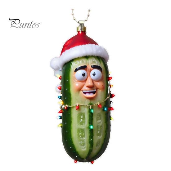 

Рождественские подвесные украшения в виде соленья, акриловая рождественская елка, 2D-подвеска в виде зеленого огурца, украшение для дерева, окна, двери, автомобиля L