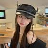 Korejský styl Pu kůže Beret s uchy jako u beránka Design Retro kšiltovka Duckbill Dámská Pánská Podzim Zima Street Fashion Osobnost Čepice Newsboy