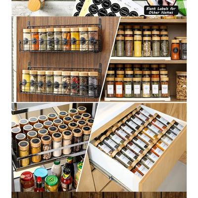 12 PCS Glass Seasoning Jar Square Seasoning Jar 40oz Acacia Wood Pepper Bottle Sprinkling Jar