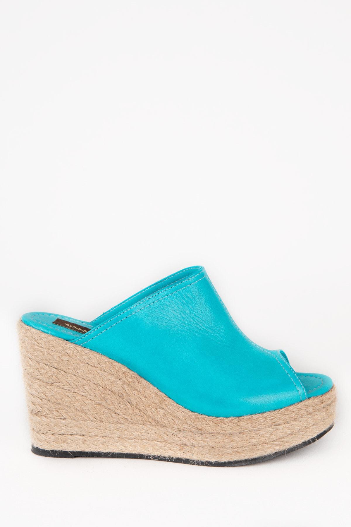 

Женские кожаные тапочки больших размеров из джута на высоком каблуке Nubes