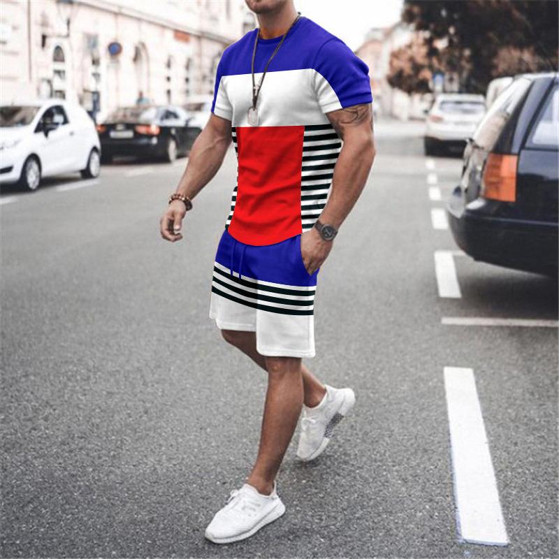 Fashion Men's Clothing Men T Shirt Shorts 2 Pc Sets Summer Short Sleeve Tracksuits Streetwear T-shirts Sportswear Vintage Suits