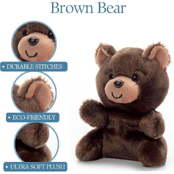 The Petting Zoo Brown Bear Stuffed Animal Plushie, Gifts for Kids, Nuggetz Wildlife Animals, Bear Panda Plush Toy, 6 inches