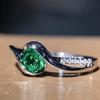Huitan Luxury Trendy Women Wedding Rings White/Pink/Green/Blue Cubic Zirconia Engagement Accessories Fashion Jewelry