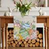 Easter Egg Linen Table Runner Home Party Decor Spring Spring Watercolor Floral Butterfly Plants Table Runners Easter Decorations