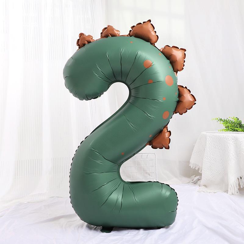 40Inch Giant Dinosaur Number Balloons Boy Girl Jungle Birthday Party Decoration Kids 1st Birthday Cartoon Foil Balloon Supplies