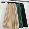 Women Classic High Waist A-line Long Skirt Slimming Pleated Skirts