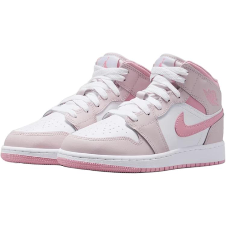 New Jordan 1 Mid top Children's Basketball Shoes Pink Teenagers DQ8423-600