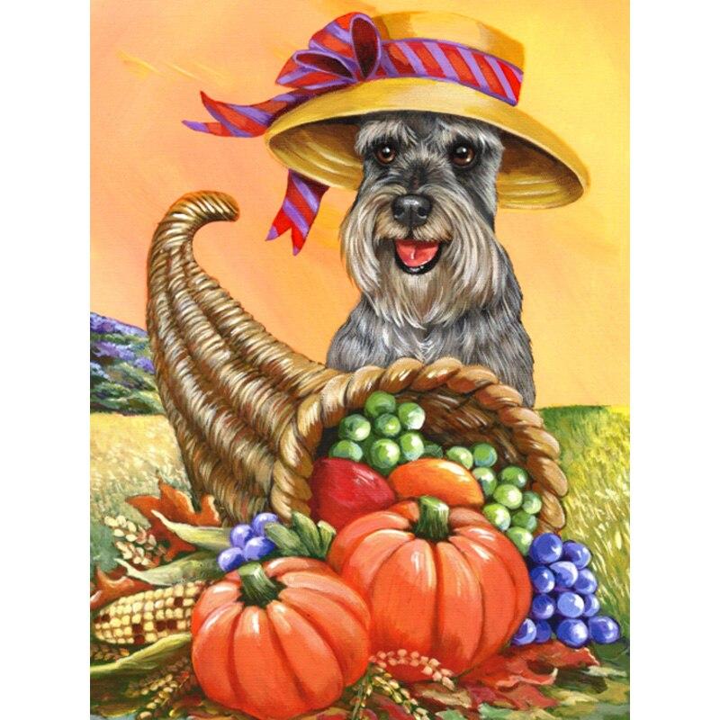 New 5D DIY Diamond Painting Dog Diamond Embroidery Animal Cross Stitch Full Round Drill Home Decor Manual Halloween Gift