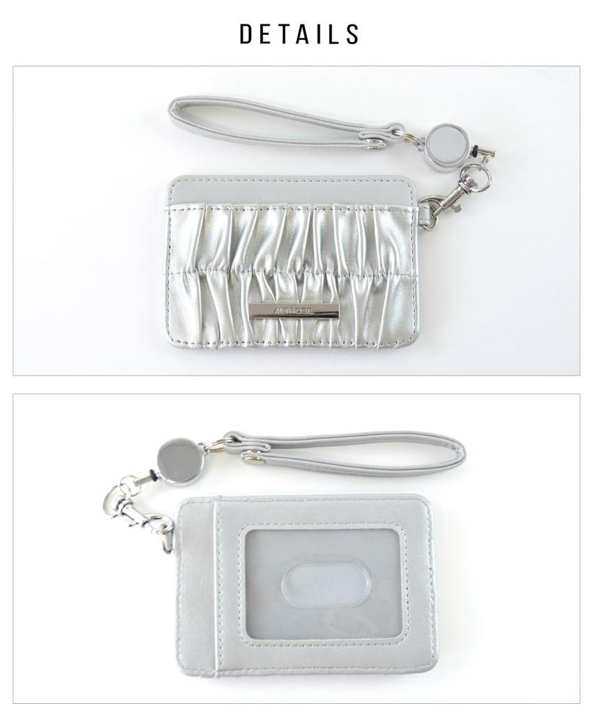 Altro Rose Silver Pass Case with Strap and Reel for IC and Gathered Simple Perfect for or Synthetic Product Commuting, Cards, More. Cute, Design,