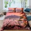 Ocean Wave King Queen Duvet Cover Red Sun Bedding Set Japanese Ukiyo-e Comforter Cover Exotic Navy Blue Polyester Quilt Cover