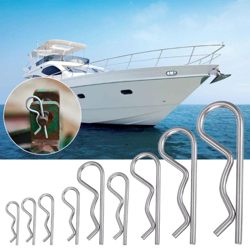 R Shaped Spring Cotter Pins Assortment Steel Hairpin Clips Boat Hardware Accessories for Long Service Hitch Pin Security