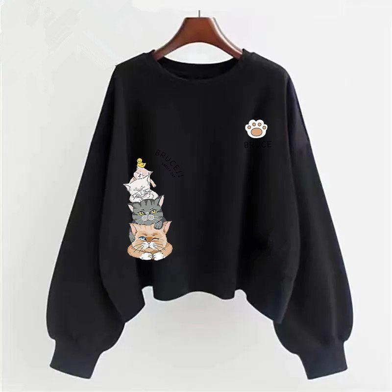 Moletom com capuz de algodão roxo feminino primavera e outono manga longa versão coreana gola redonda solta temporada escolar de setembro início do outono em roupas femininas