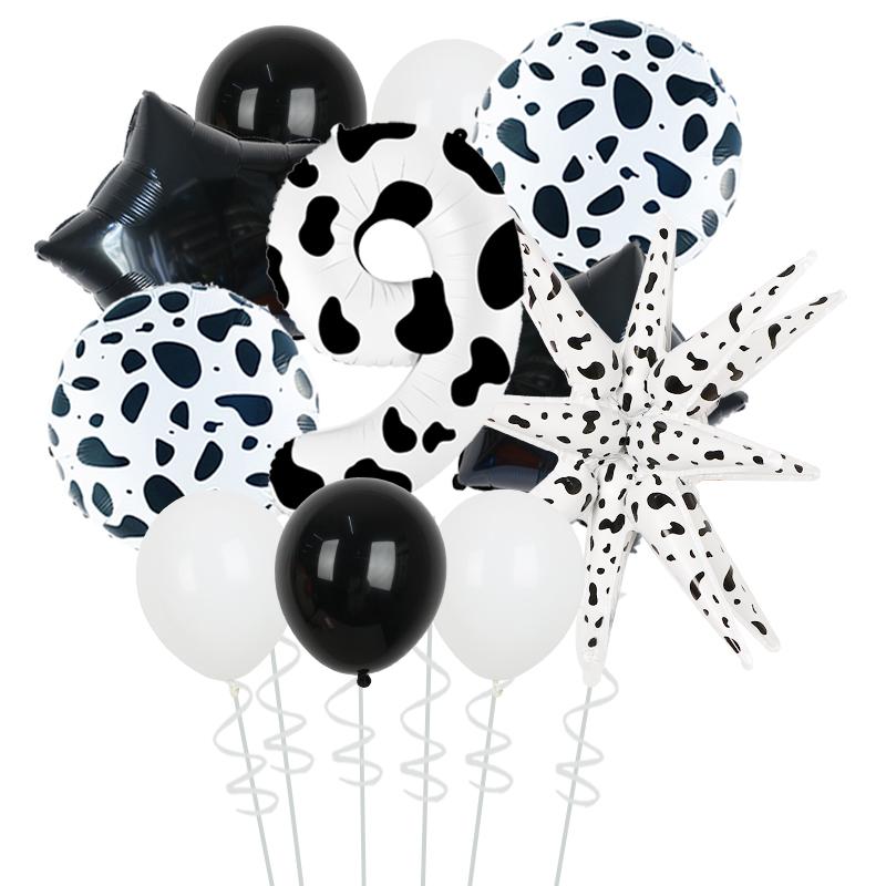 Animal Pattern Cow Pattern Series Printed Latex Ball Digital Column Explosion Star Balloon Children's Birthday Party Decoration