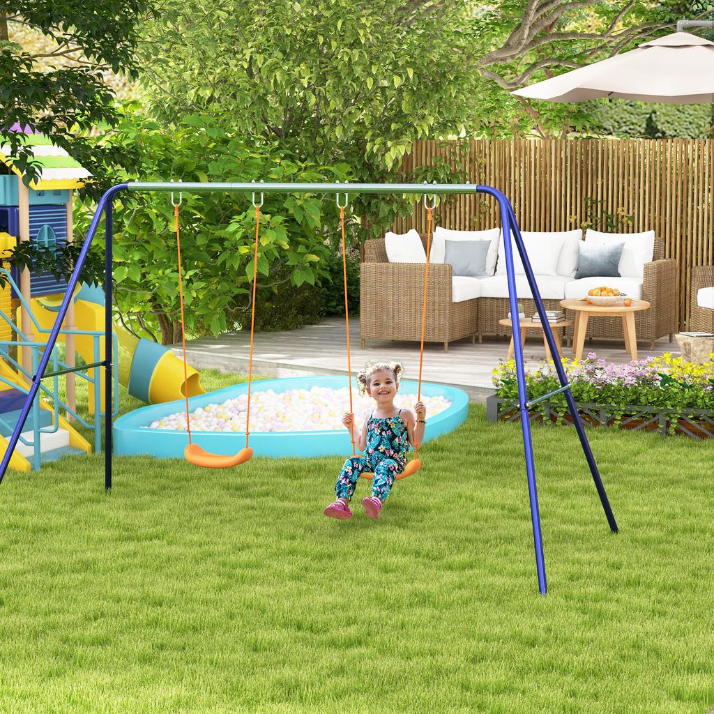 Kids' Swing Set with 2 Swing Seats, for 3-8 Years, Steel, 2.7 x 1.6 x 1.8 m