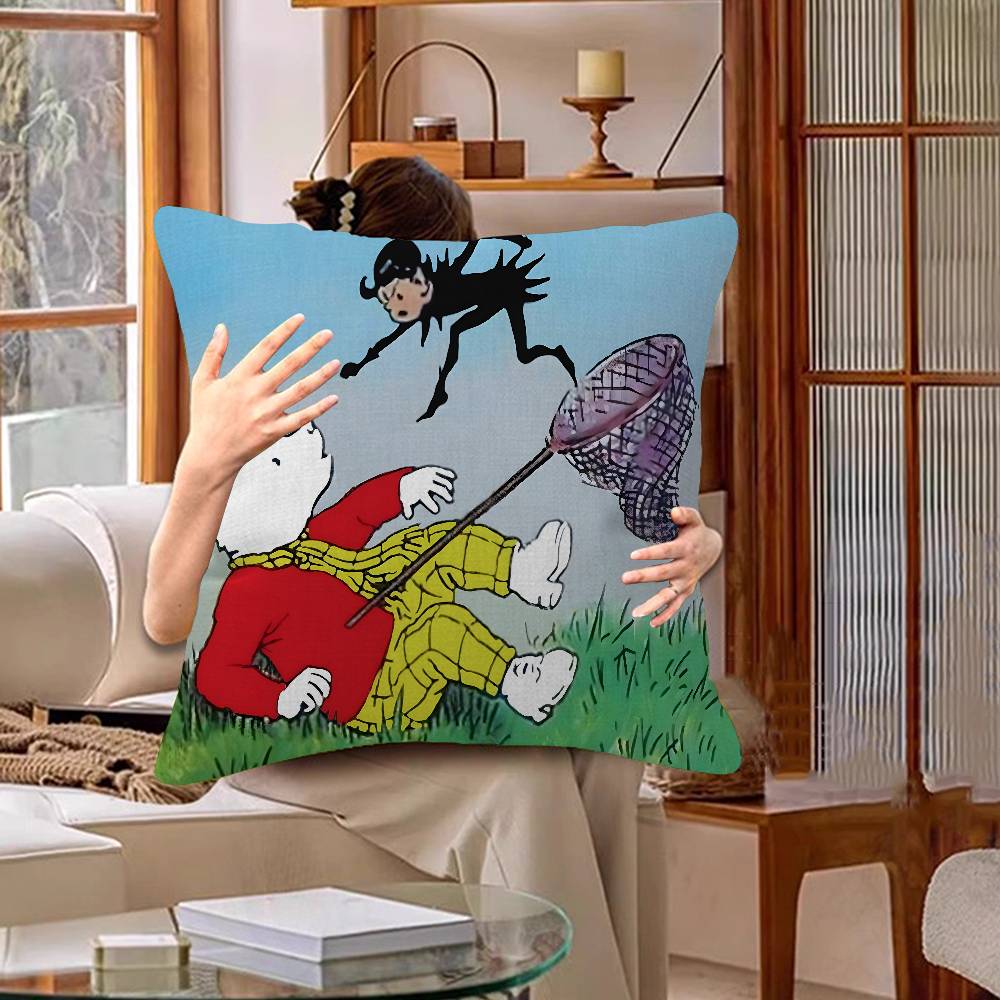 Housse de coussin Anime RRupert Bear Taie d'oreiller Salon Canapé Décoration de maison Personnalisé