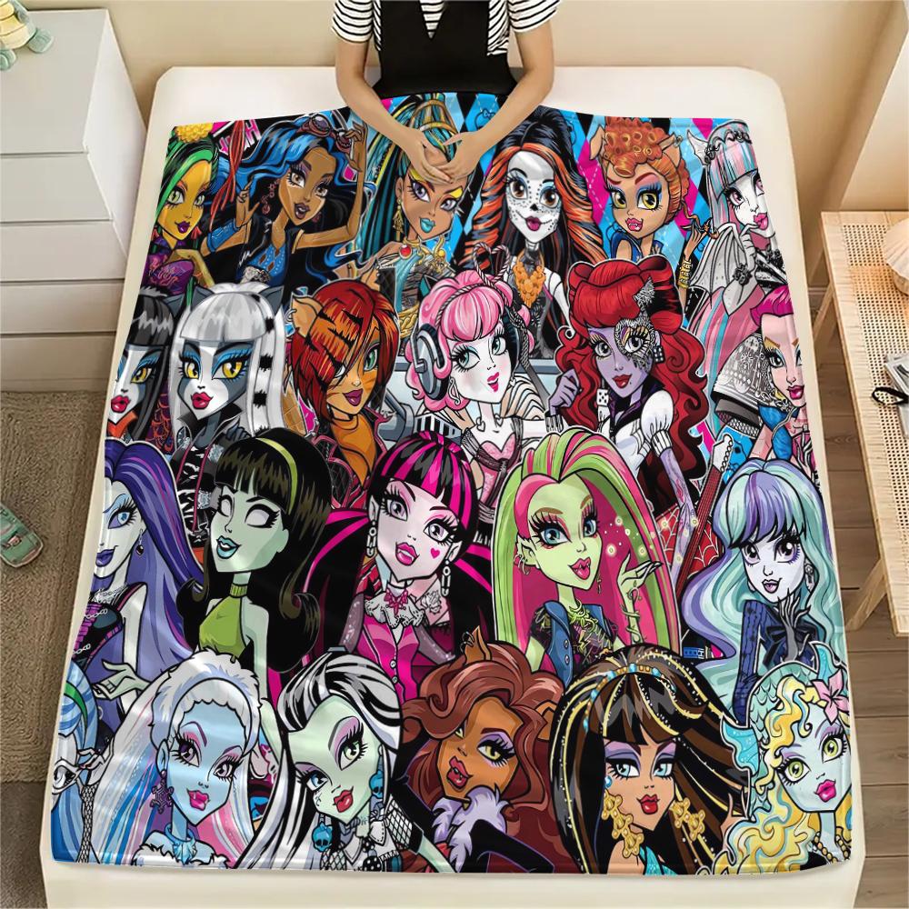 1 Stück Monster High Druck Flanelldecke, Hohe Qualität, Bequem für alle Jahreszeiten, Heimdekoration, Wärme und Komfort, Perfekt für Weihnachtsgeschenke