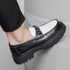 Fashion New Platform Shoes Loafers Thick-soled Wedding Shoes Men Black Formal Business Slip-on Leather Increase Casual Shoes