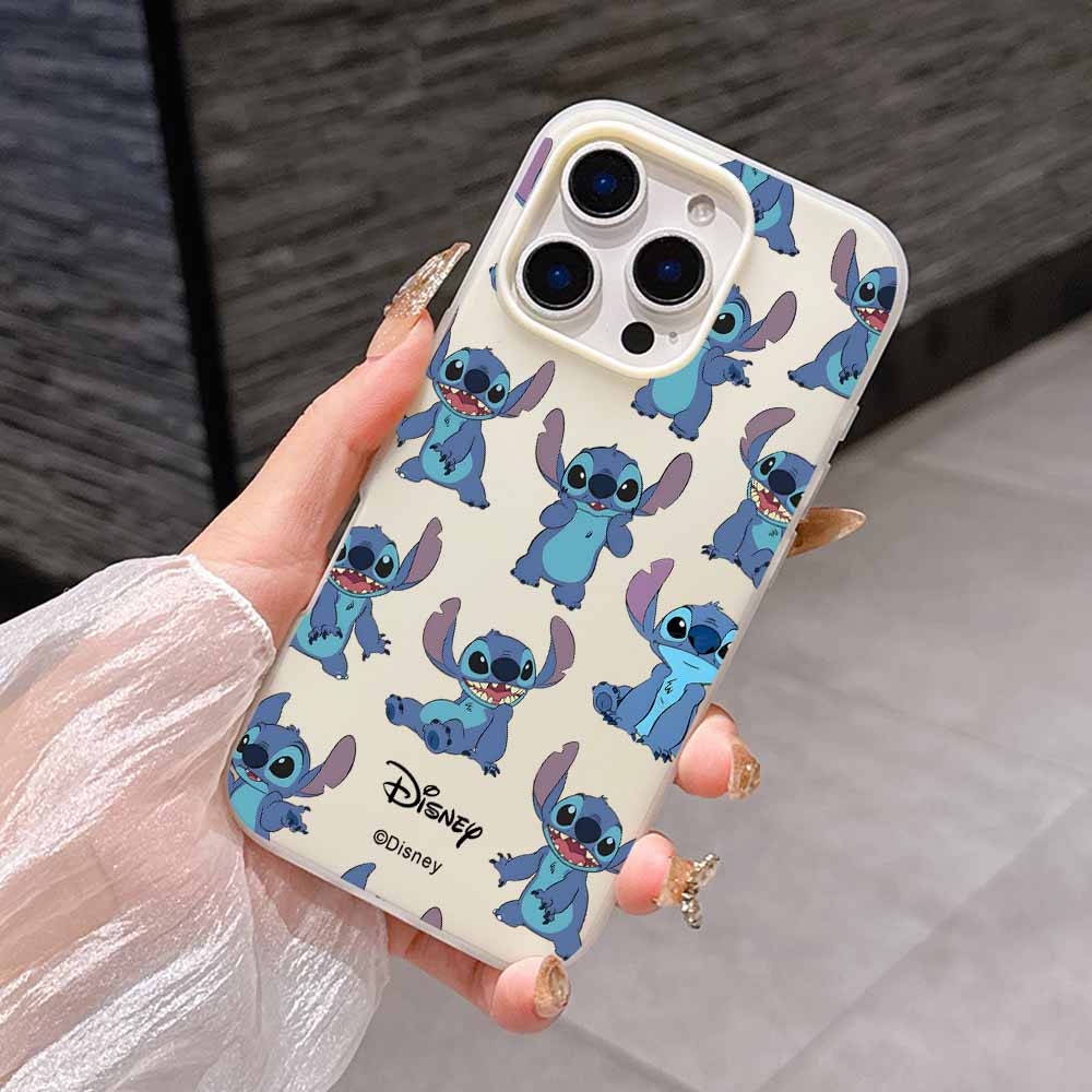 Urocze Kreskówkowe Etui Stitch Modne Etui Na Telefon Dla iPhone 17 AIR 16 15 14 13 12 11 Pro Max Plus Matowe Etui z Wrażeniem Skóry